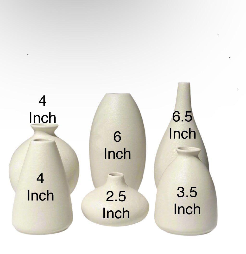 White Ceramic Decorative Flower Pot (set of 6 pieces)