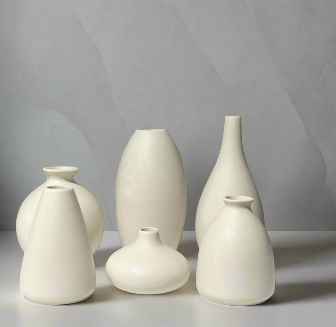 White Ceramic Decorative Flower Pot (set of 6 pieces)