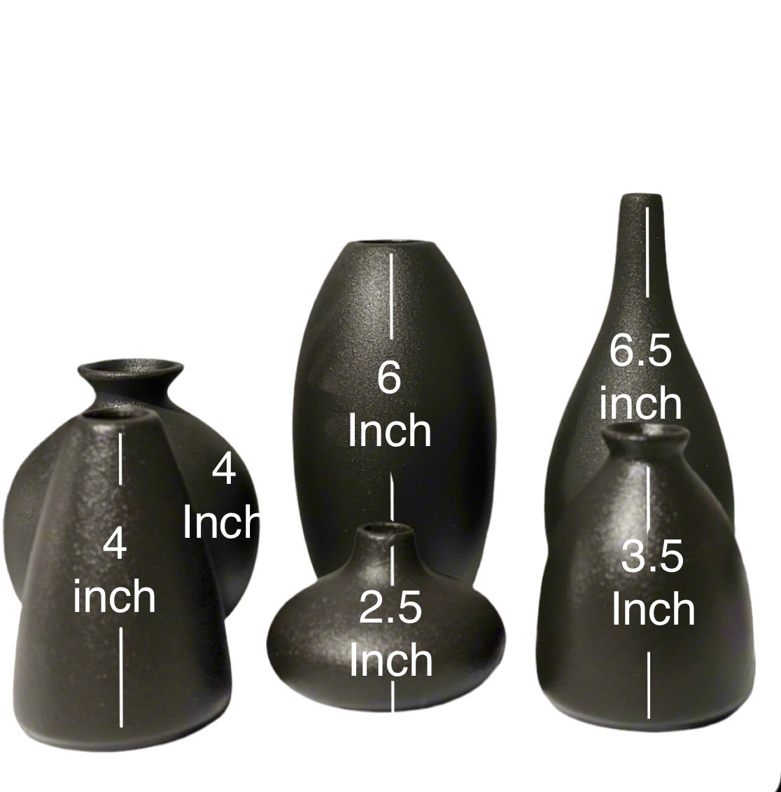 Black Ceramic Decorative Flower Pot (set of 6 pieces)