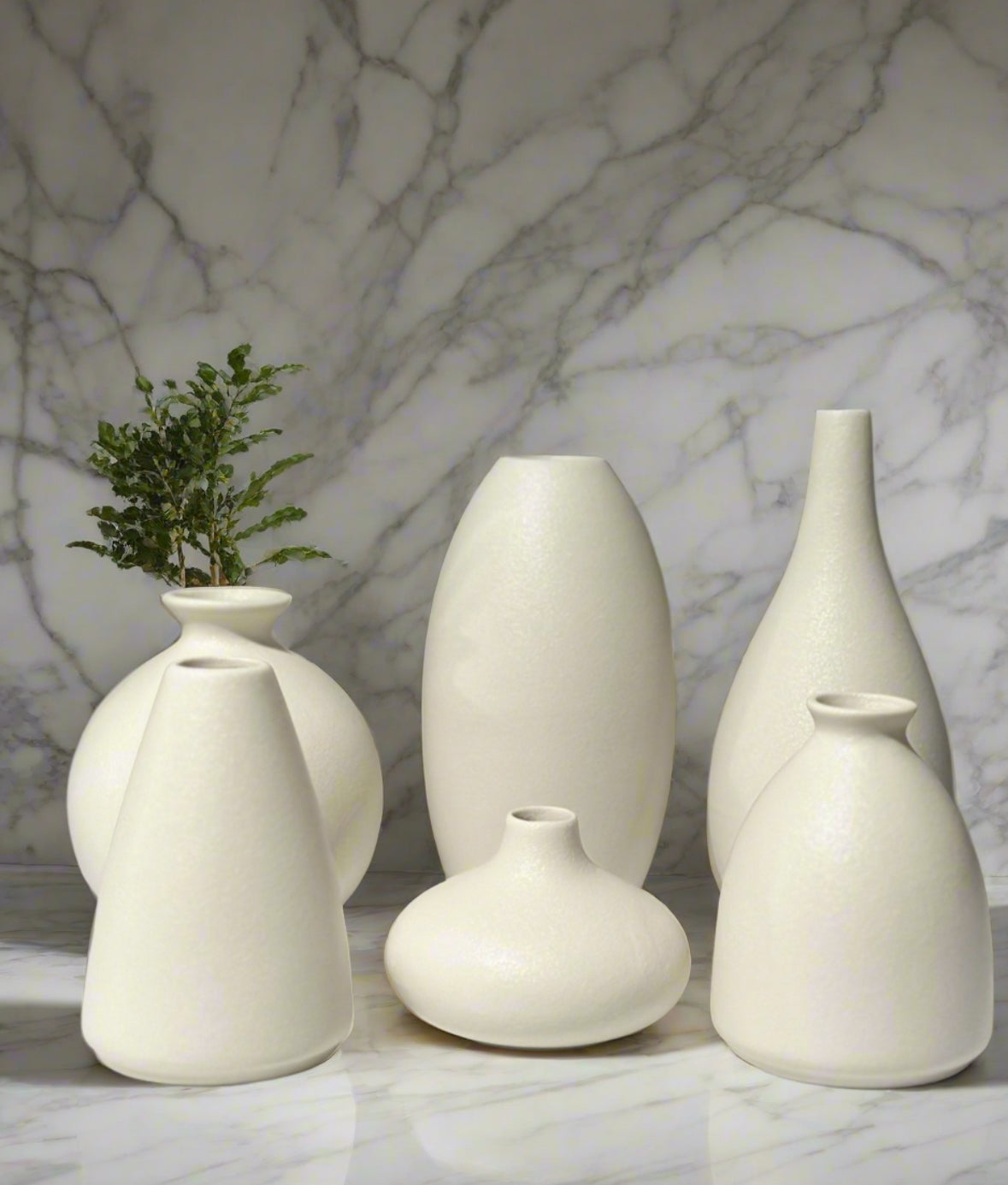 White Ceramic Decorative Flower Pot (set of 6 pieces)