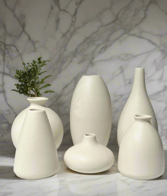 White Ceramic Decorative Flower Pot (set of 6 pieces)